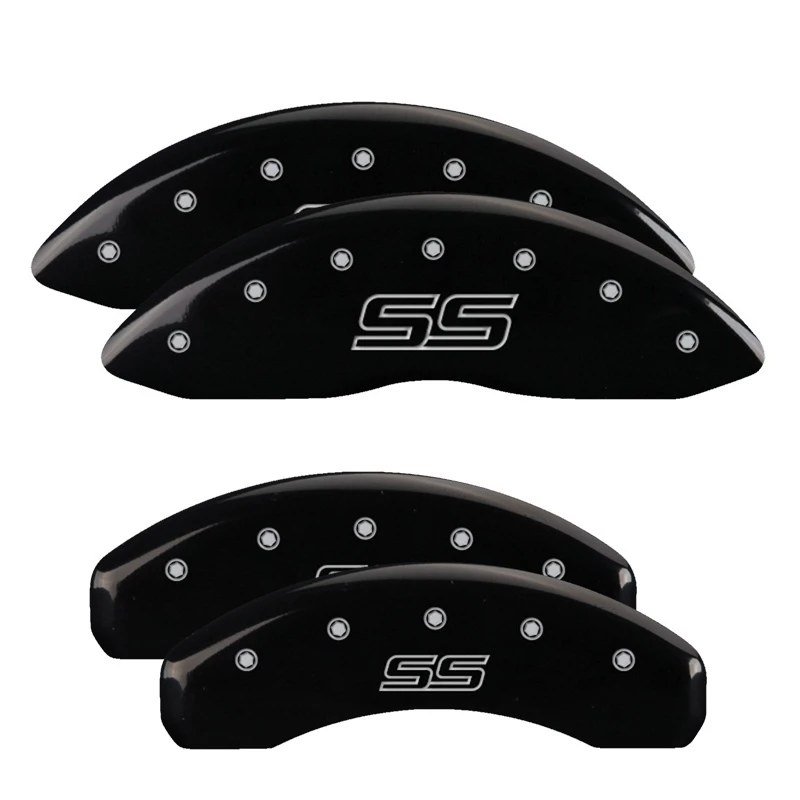 MGP 4 Bremse Caliper Abdeckungen Graviert Vorne & Hinten Trailblazer-Stil/SS Schwarz Finish Silber