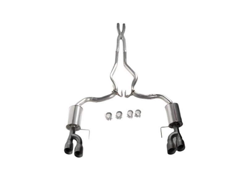 Roush 18-23 Mustang 5.0L V8 Black Tip Cat Back Exhaust Kit (Quad Tip Non-Active)