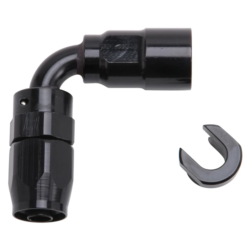 Russell Performance 3/8 Zoll SAE Quick Disc Female zu -6 Schlauch Schwarz 90 Grad Schlauch Endstück