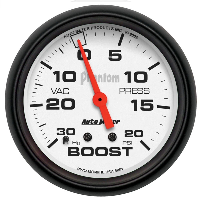 AutoMeter Gauge Vac/Boost 2-5/8in. 30Inhg-20PSI Mechanical Phantom