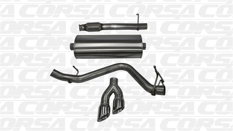 Corsa 14-19 GMC Sierra/Chevy Silv 1500 Reg. Cab/Long Bed 5.3L V8 Polished Single Side CBExhaust