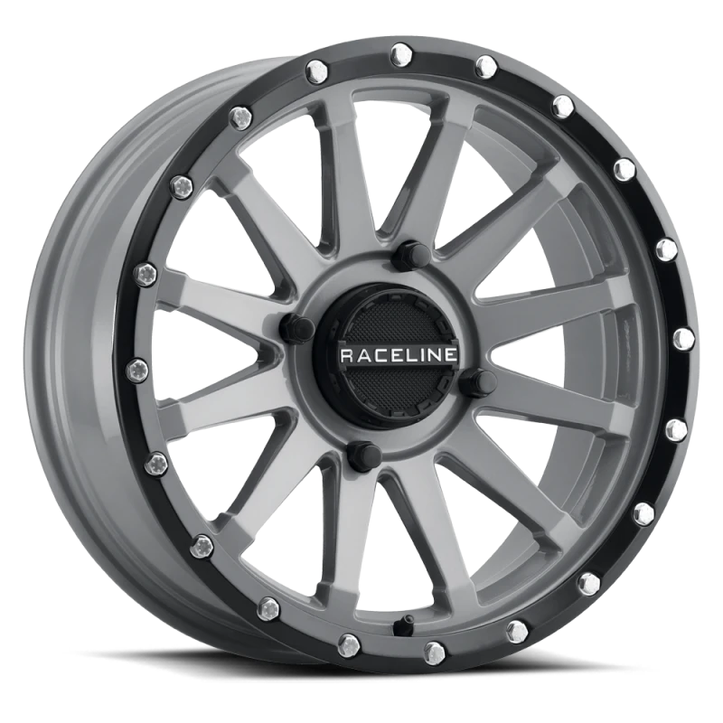 Raceline A95SG Trophy 14x7in / 4x137 BP / 10mm Offset / 110.18mm Bore - Grey & Black Lip Wheel