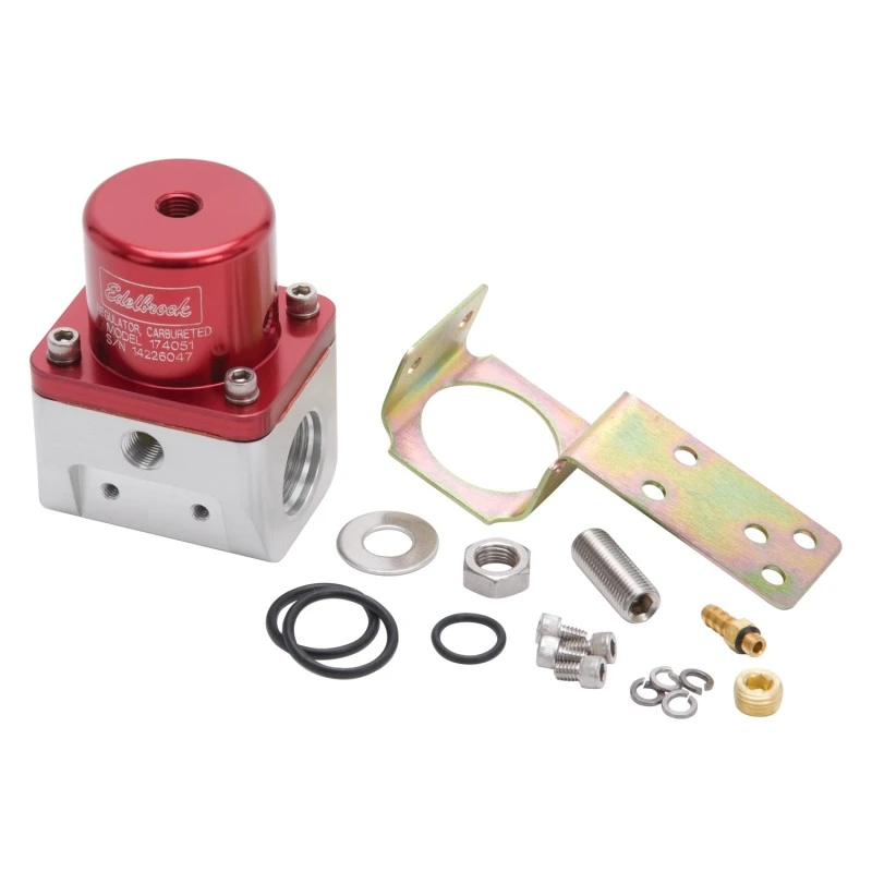 Edelbrock Kraftstoffdruckregler Vergaser 180 GPH 5-10 PSI -10 In/Out -6 Rückgabe Rot/Klar