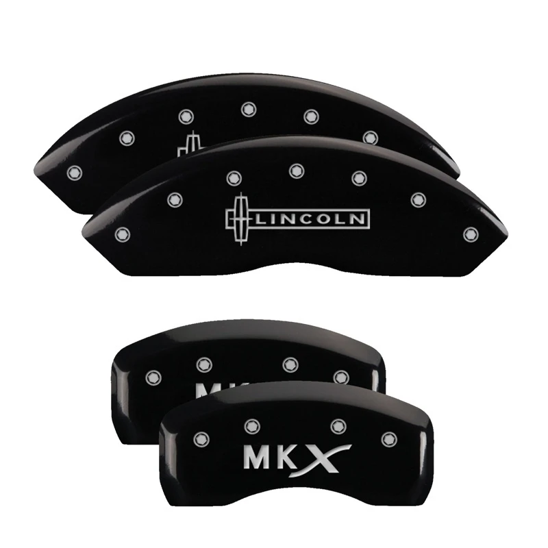 MGP 4 Bremse Caliper Abdeckungen Graviert Vorne Lincoln Graviert Hinten MKX Schwarz finish Silber