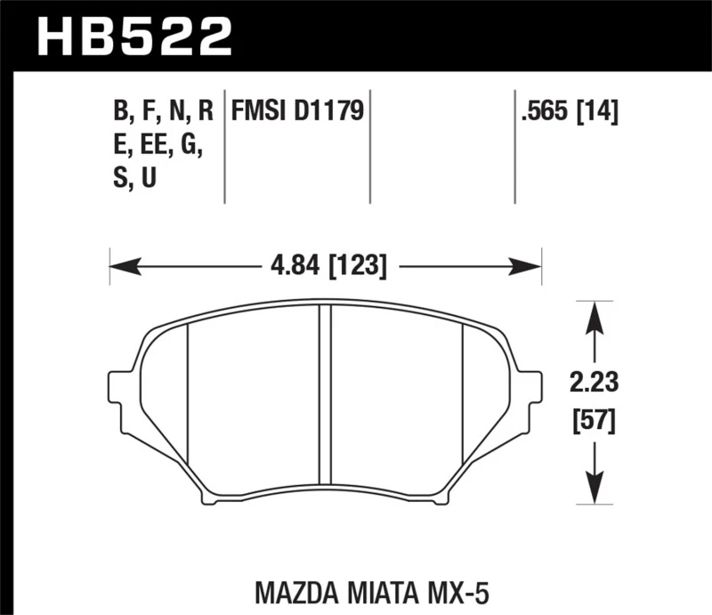 Hawk 2015 Mazda MX-5 Miata 2.0L 25. Jahrestag Edition OE inkl. Clips Front ER-1 Bremse Pads