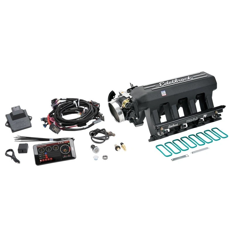 Edelbrock Pro Flo 4 XT EFI-System Seq Port LS Gen III/IV Cathedral Port 550 PS Max 35lb/hr Schwarz
