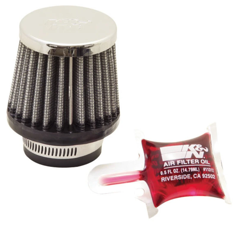 K&N Universal-Chrom-Filter 1 3/8 Zoll FLG / 2 1/2 Zoll Basis / 2 Zoll Oben / 2 1/4 Zoll Höhe