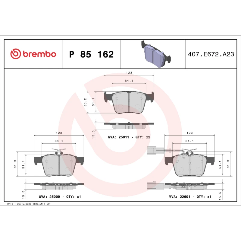 Brembo 18-20 Audi RS3/ Audi TT RS Quattro Hintere Low-Met Bremse Pad