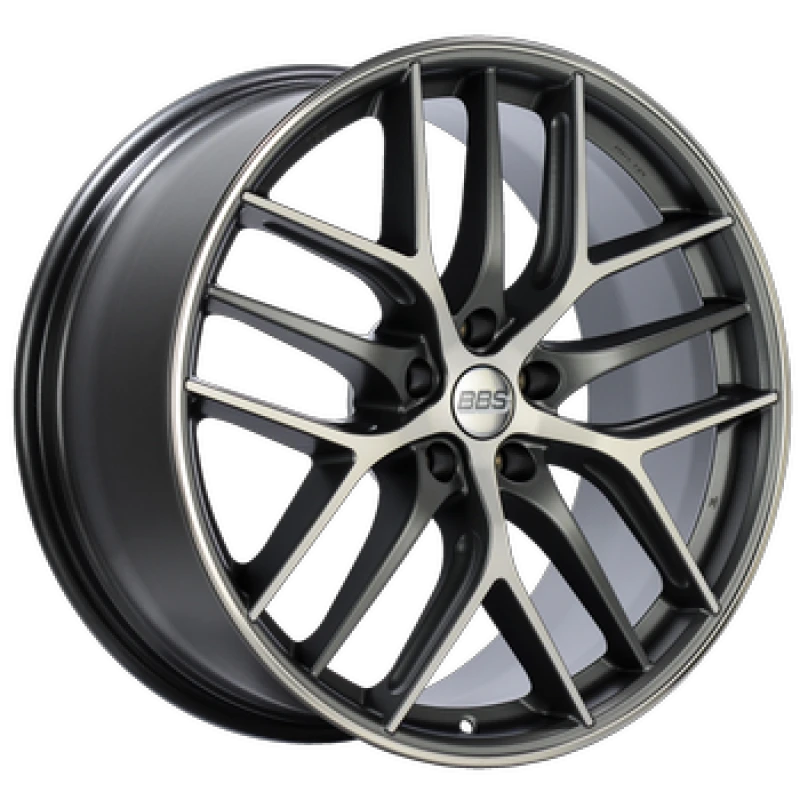 BBS CC-R 19x8.5 5x112 ET44 Satin Graphite Diamond Cut Polished Rim Protector Wheel -82mm PFS Req.