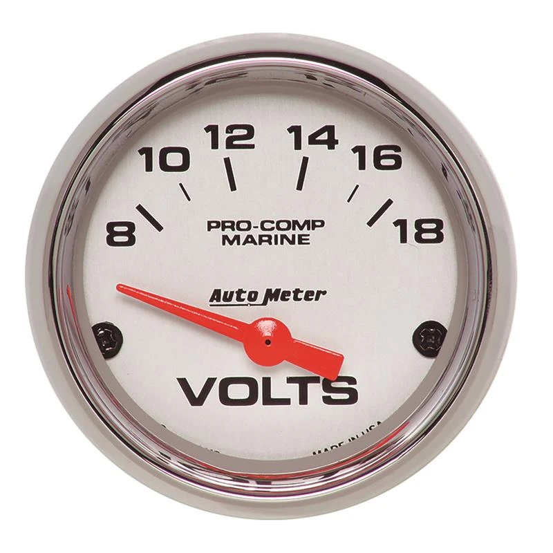 Autometer Marine Chrome Ultra-Lite 2-1/16 Zoll 18V Elektrischer Voltmeter