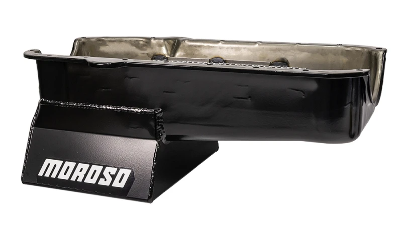 Moroso Ölwanne für Chevrolet Small Block Pre-80 (mit Fahrerseite Peilstab) – 7 Liter, 8,25 Zoll, Stahl, Schwarz