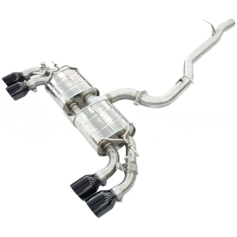Invidia 2022+ Volkswagen Golf R MK8 76mm R400 Valved Cat Back Exhaust Straight Cut Black Tips