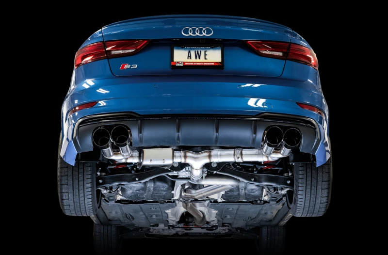 AWE Tuning Audi 8V S3 SwitchPath Auspuff mit Diamant-Schwarz-Spitzen 102mm