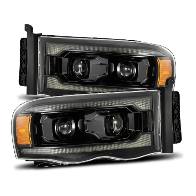 AlphaRex 02-05 Dodge Ram 1500 LUXX LED Proj Scheinwerfer Alpha Black mit Aktiv Licht/Seq Signal