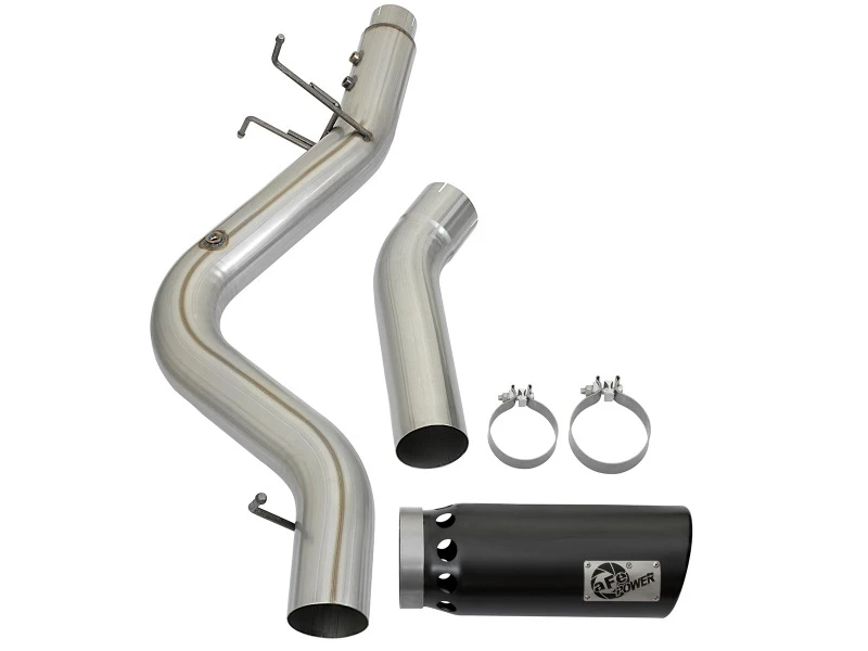 aFe LARGE BORE HD 5 Zoll 409-SS DPF-Back Auspuff mit schwarzer Spitze 2017 GM Duramax V8-6,6L (td) L5P