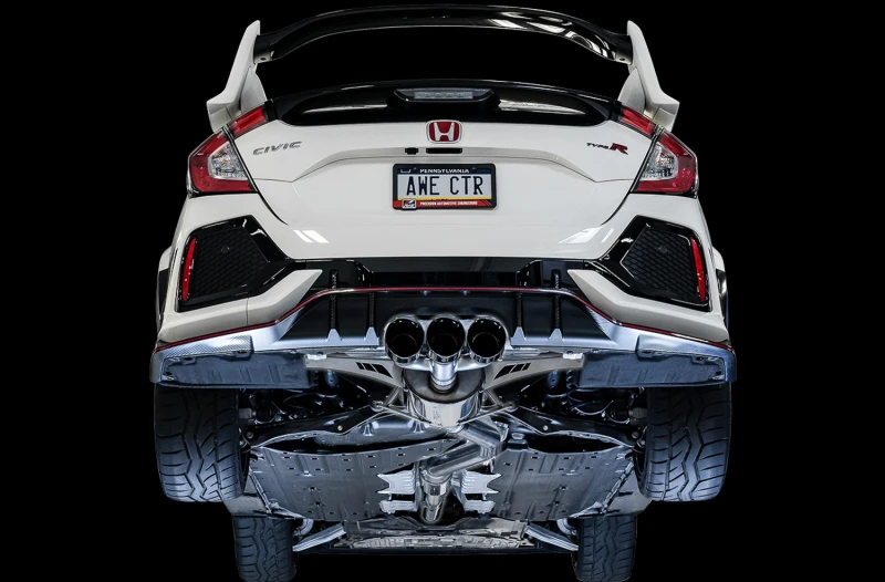 AWE Tuning 2017+ Honda Civic Type R Touring Edition Auspuffanlage mit Front- und Mittelrohr - Diamant-Schwarz-Spitzen