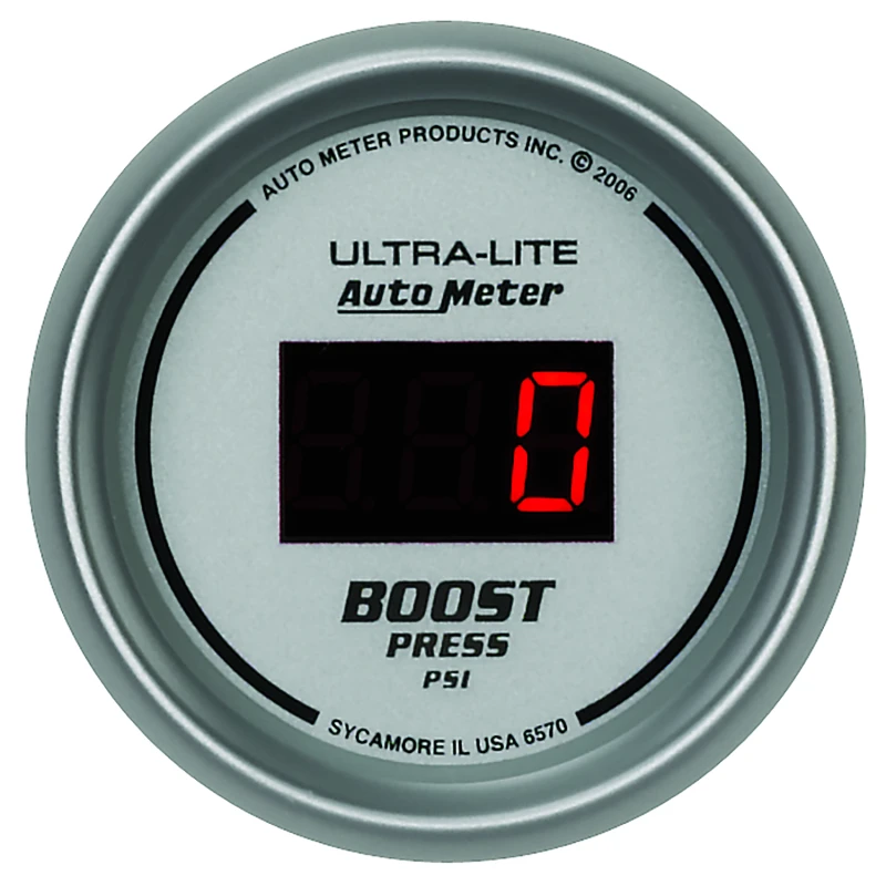 Autometer Ultra-Lite 2-1/16in 5-60 PSI Digital Boost Pressure Gauge - Silver