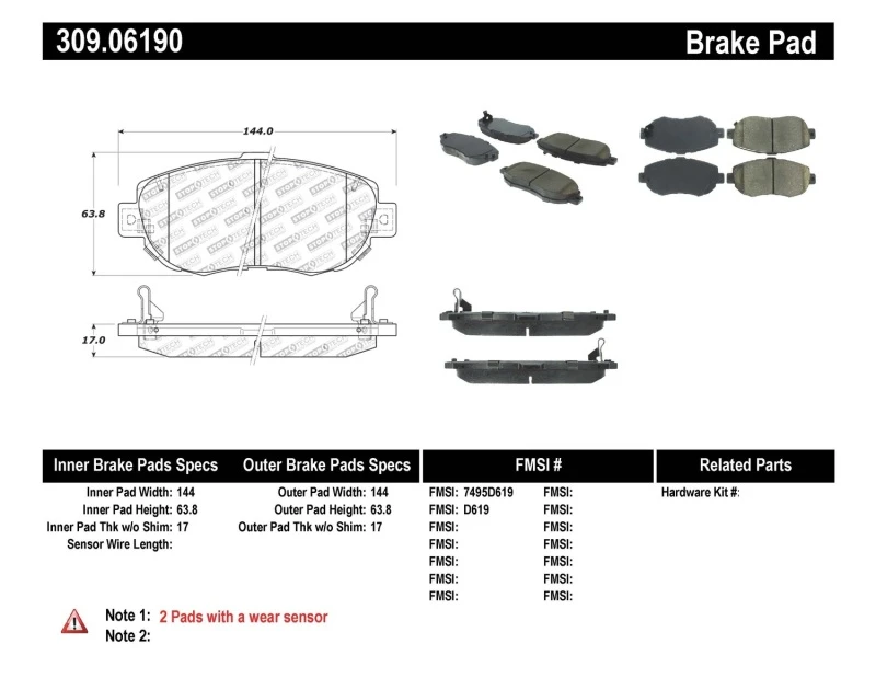stoptech_309.06190-6794efde754c7 StopTech Performance 00-05 Lexus IS 250/300/350 / 02-09 SC 300/400/430 Front Brake Pads