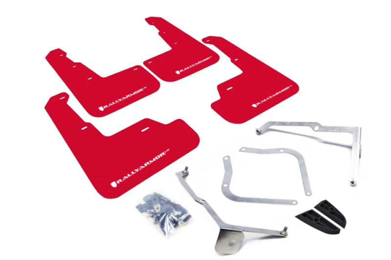 Rally Armor Rote UR-Spritzschutzmatte mit weißem Logo für 15-21 Subaru WRX/STI
