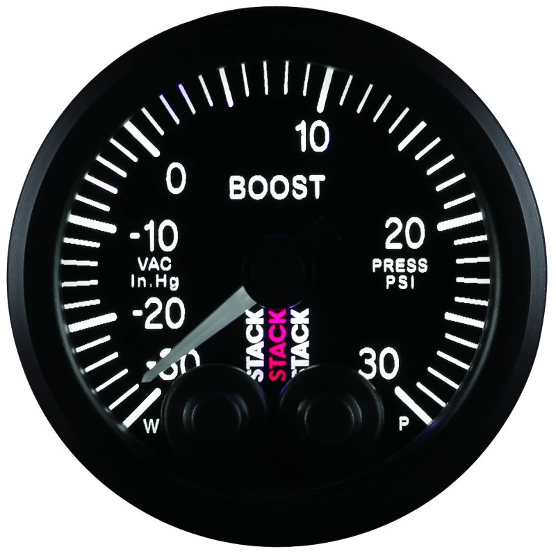 Autometer Stack Instruments 52mm -30INHG To +30PSI Pro Control Boost Pressure Gauge - Black