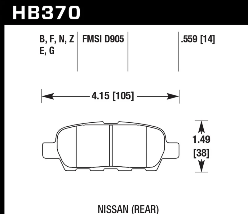 Hawk 03-07 350z / G35 / G35X ohne Brembo HP+ Street Hintere Bremse