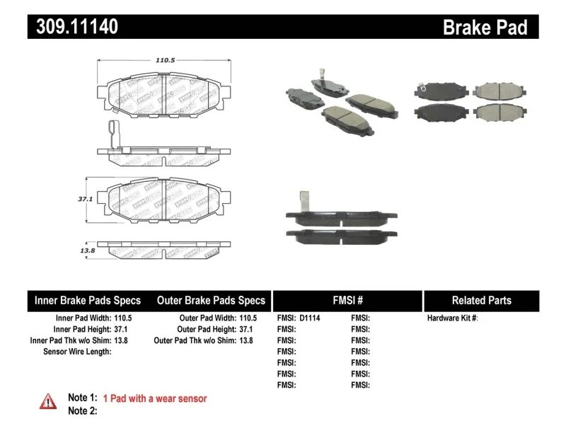 StopTech Performance 08-10 WRX Rear Brake Pads