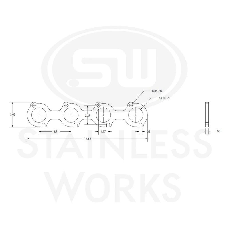 Stainless Works Small Block Ford 4.6L 2V Runder Port Header 304SS Auspuffflansche 1-3/4 Zoll Primärleitungen