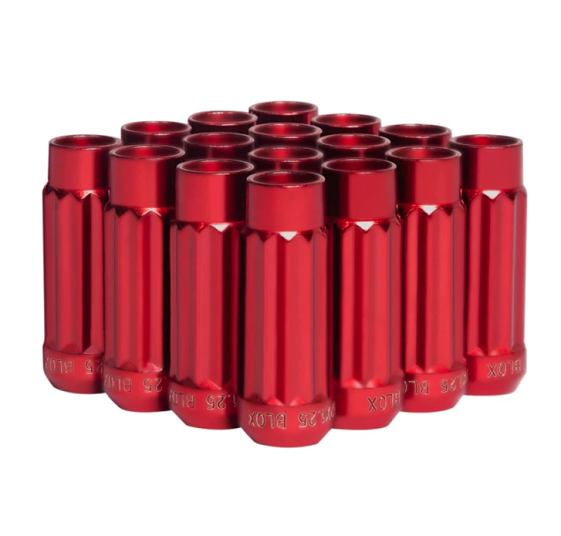 BLOX Racing 12-Sided P17 Tuner Lug Nuts 12x1.25 - Red Steel - Set of 16