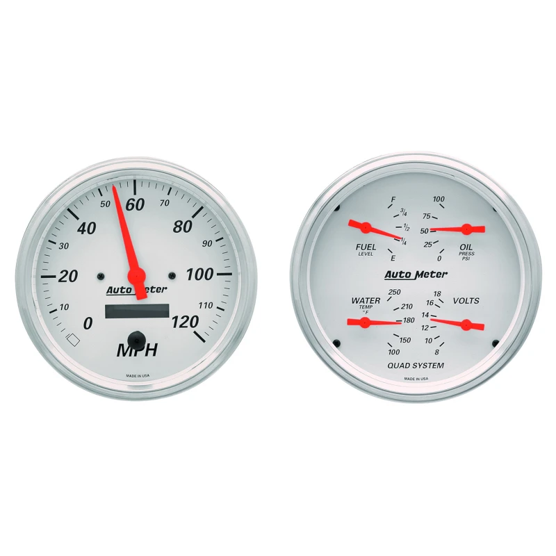 AutoMeter-Messgeräte-Kit 2-teilig, Quad & Geschwindigkeitsmesser 5 Zoll, Arctic White