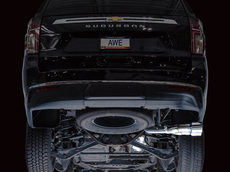 AWE Tuning 2021+ GMC Tahoe/Yukon 5.3L 0FG Side Exit Catback Exhaust - Chrome Silver Tips