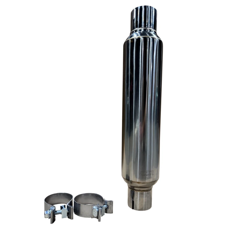 Kooks 2,5 Zoll Rundschalldämpfer 14 Zoll lang, poliertes Edelstahl, Clamp-In