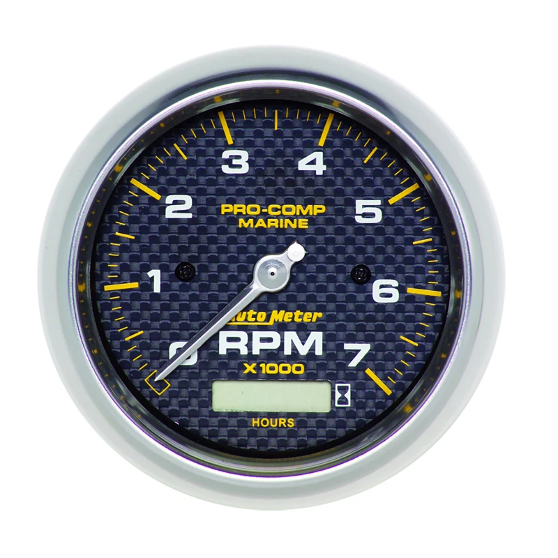 Autometer Marine Carbon Fiber Ultra-Lite 3-3/8in 7K RPM w/Hourmeter Tachometer Gauge