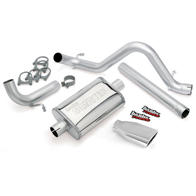 Banks Power 12-15 Jeep 3.6L Wrangler (Alle) - 4-türiges Monster-Auspuffsystem - SS Einzelauspuff mit Chrom-Spitze
