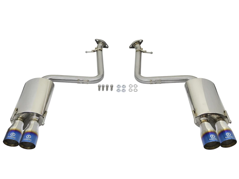 aFe Takeda 16-17 Lexus RC 200T 2.0L (t) 2in. SS Axle-Back Auspuffanlage mit polierten blauen Endstücken