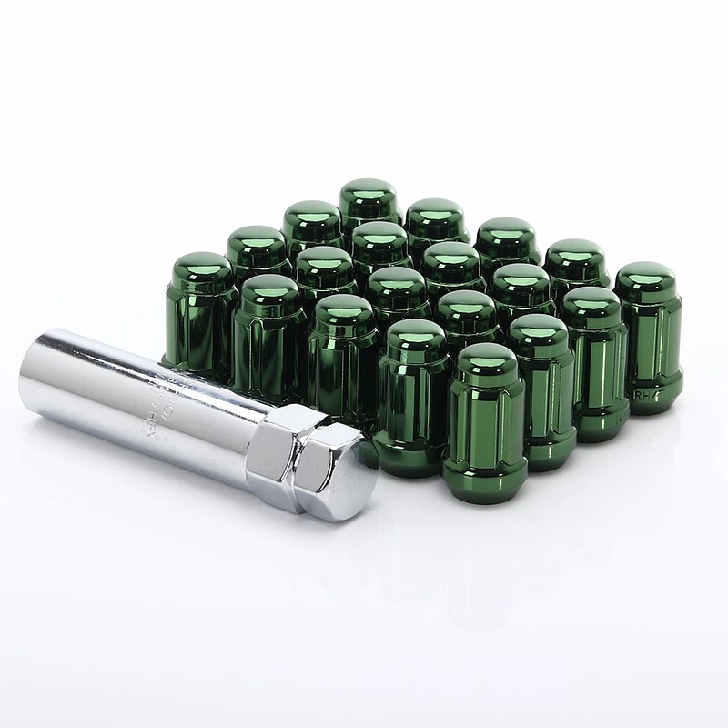 JR Stahl Lug Nuts Radmuttern für Honda, Mitsubishi, Toyota (M12x1.5) Grün kurz