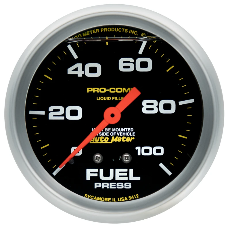 Autometer Liquid Filled Mechanical 2-5/8inch 100 PSI Fuel Pressure Gauge