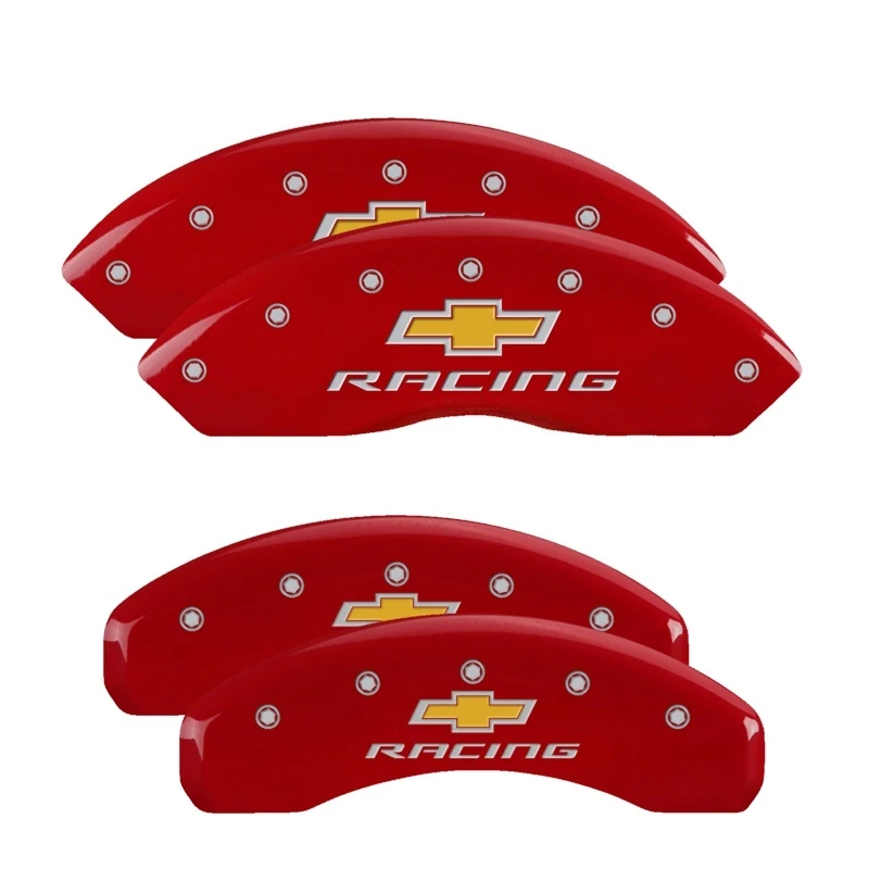 MGP 4 Bremse Caliper Abdeckungen Gravur Vorne & Hinten Chevy Racing Rot Finish Silber Char 2017 Chevrolet Camaro