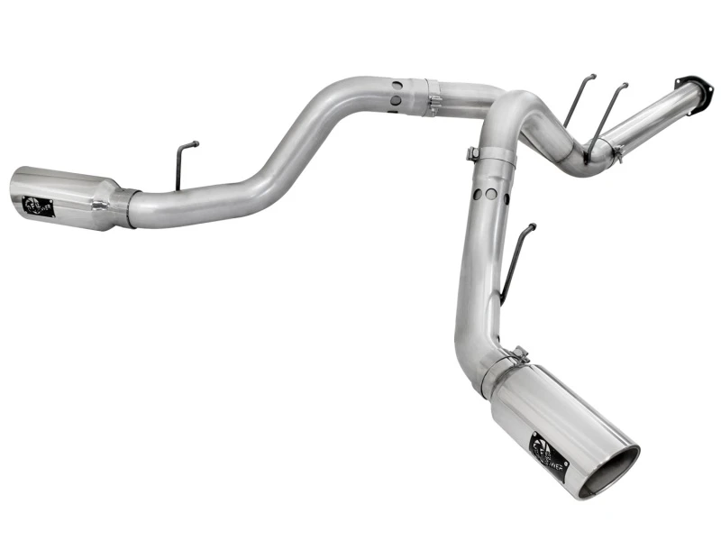 aFe Atlas Auspuff 4 Zoll DPF-Back Auspuff Aluminisiert Stahl Poliert Spitze 11-14 Ford Diesel LKW V8-6,7L