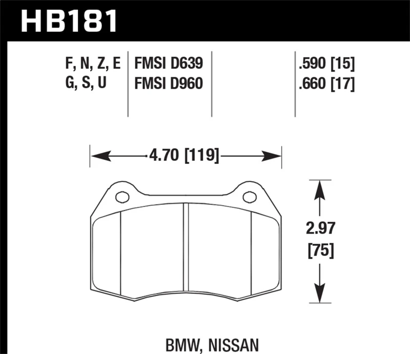 Hawk 94-97 BMW 840CI/850CI HPS Vordere Bremsbeläge für die Straße
