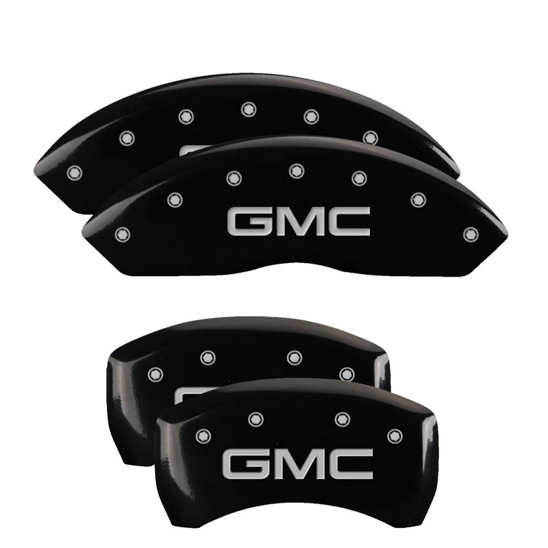 MGP 4 Bremse Caliper Abdeckungen Graviert Vorne & Hinten GMC Schwarz Finish Silber