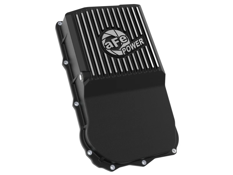 aFe 18-25 Jeep Wrangler JL V6 Transmission Pan - Black w/ Machined Fins