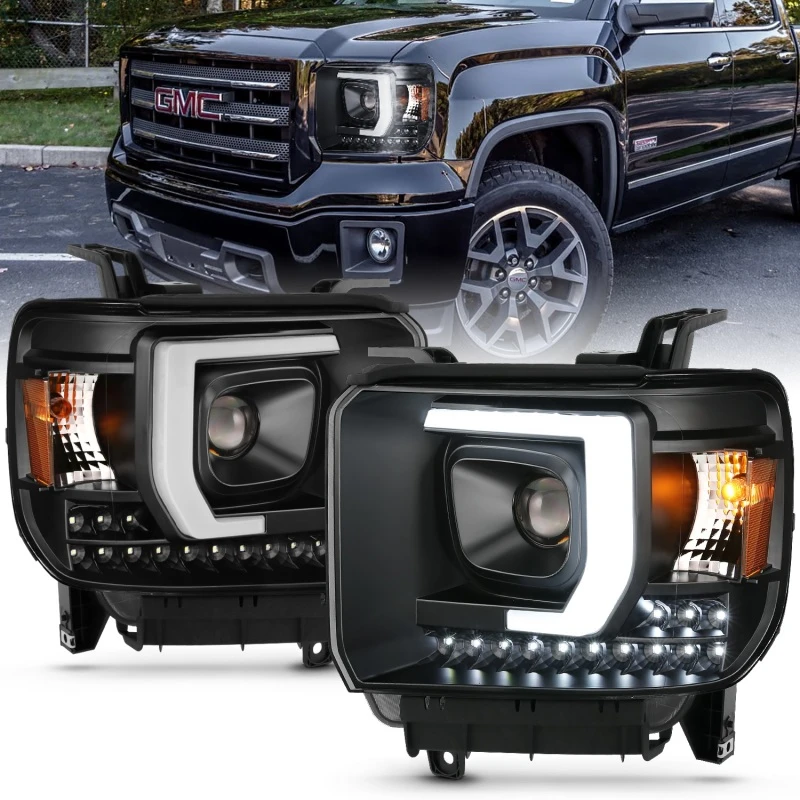ANZO 2014-2015 Gmc Sierra 1500HD Projektor Plank Style Scheinwerfer Schwarz mit DRL