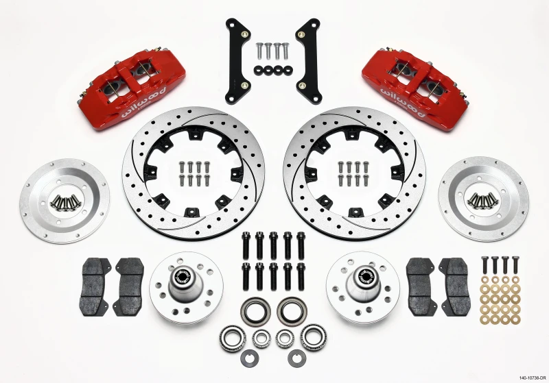 wilwood_140-10738-DR-679574c5d6d2a Wilwood Dynapro 6 Front Hub Kit 12.19in Drilled Red 70-78 Camaro