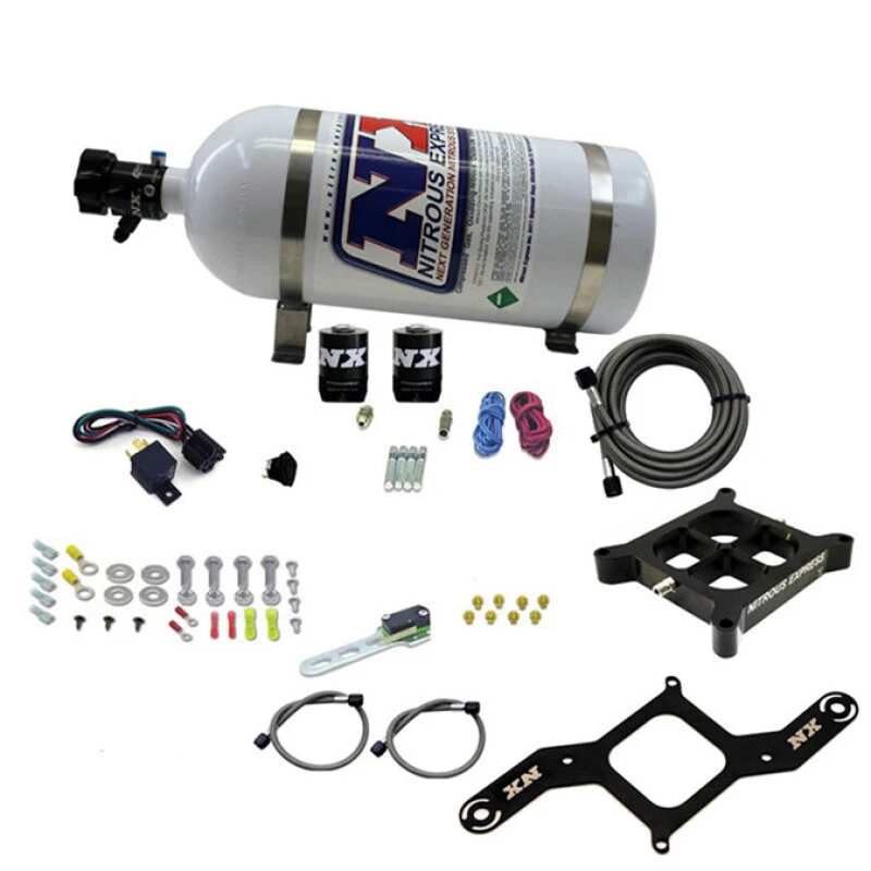 Nitrous Express 4150 Single Entry Billet Crossbar Nitrous Plate Kit (50-300HP) w/10lb Bottle