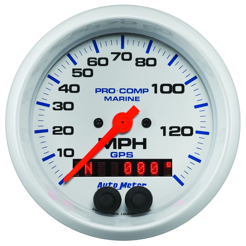 Autometer Gauge GPS Speedometer 3-3/8in 140 MPH Marine White Gauge