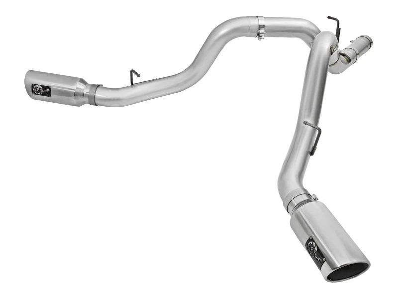 afe_49-04080-P-6792c8210ab31 aFe Atlas Auspuff 4 Zoll Dual DPF-Back Al Stahl mit Polierten Endstücken 16-17 GM Diesel LKW V8-6.6L (td) LML