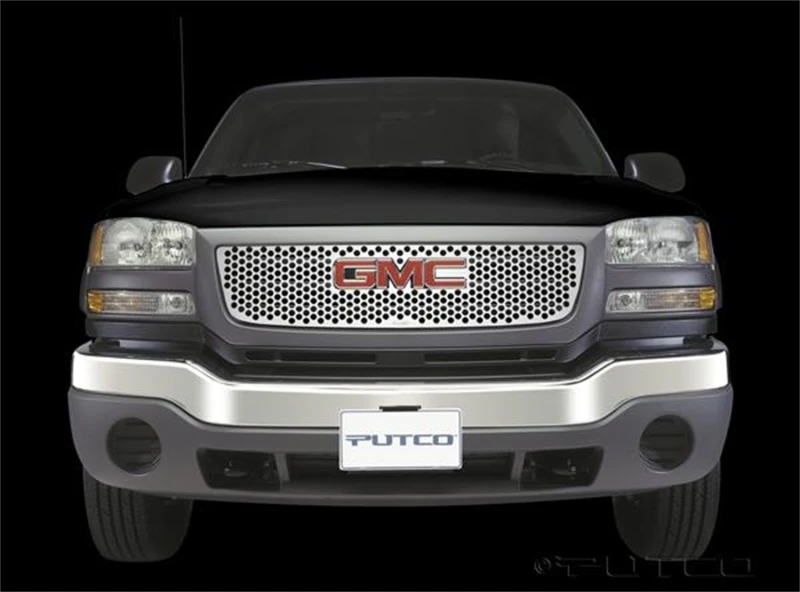 Putco 03-06 GMC Sierra LD/HD - mit Logo-Ausschnitt - passt nicht für Denali Punch Edelstahlgrills