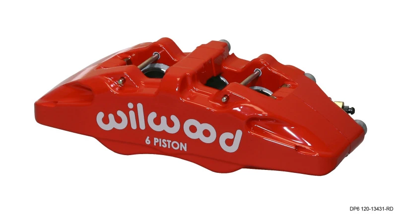 Wilwood Caliper-Forged Dynapro 6 5.25in Mount-Red-L/H 1.62/1.38in/1.38in Pistons.38in Disc