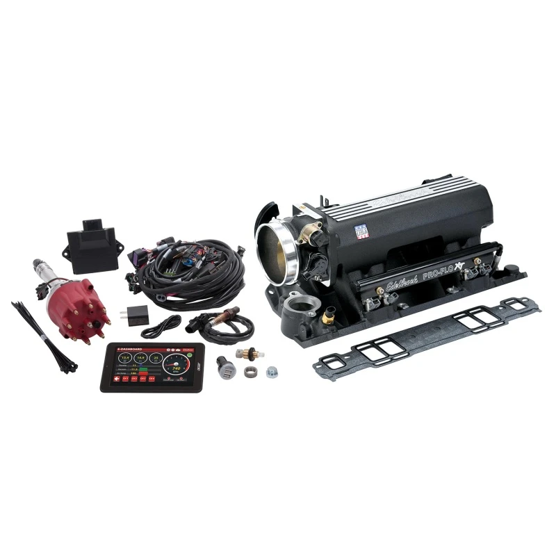 Edelbrock Pro Flo 4 Kraftstoffeinspritz-Kit XT Seq Port SBC 429/460 1986 625 Max HP 35 LbHr Injektoren Schwarz