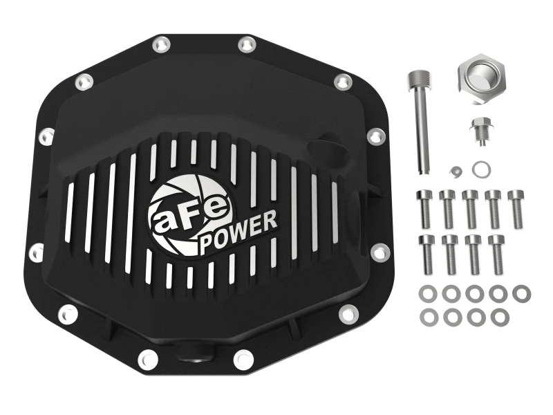 aFe POWER 21-22 Ram 1500 TRX Hemi V8 6.2L (sc) PRO-Serie Hinterachs-Abdeckung Schwarz mit bearbeiteten Kanten